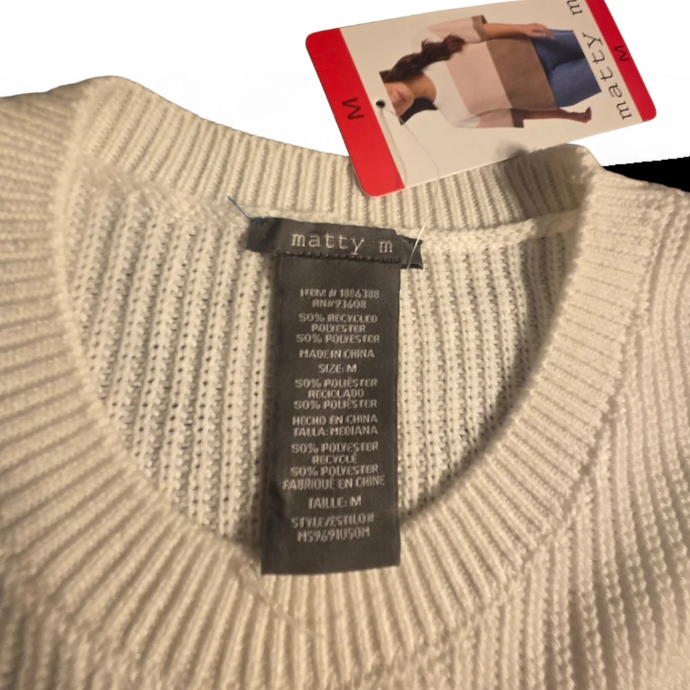 Matty M womans size Med, Tri-Tone Knit Sweater - Cream, Tan, Brown - Picture 4 of 4